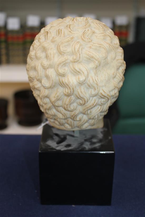 A British Museum simulated marble classical head, 10in.